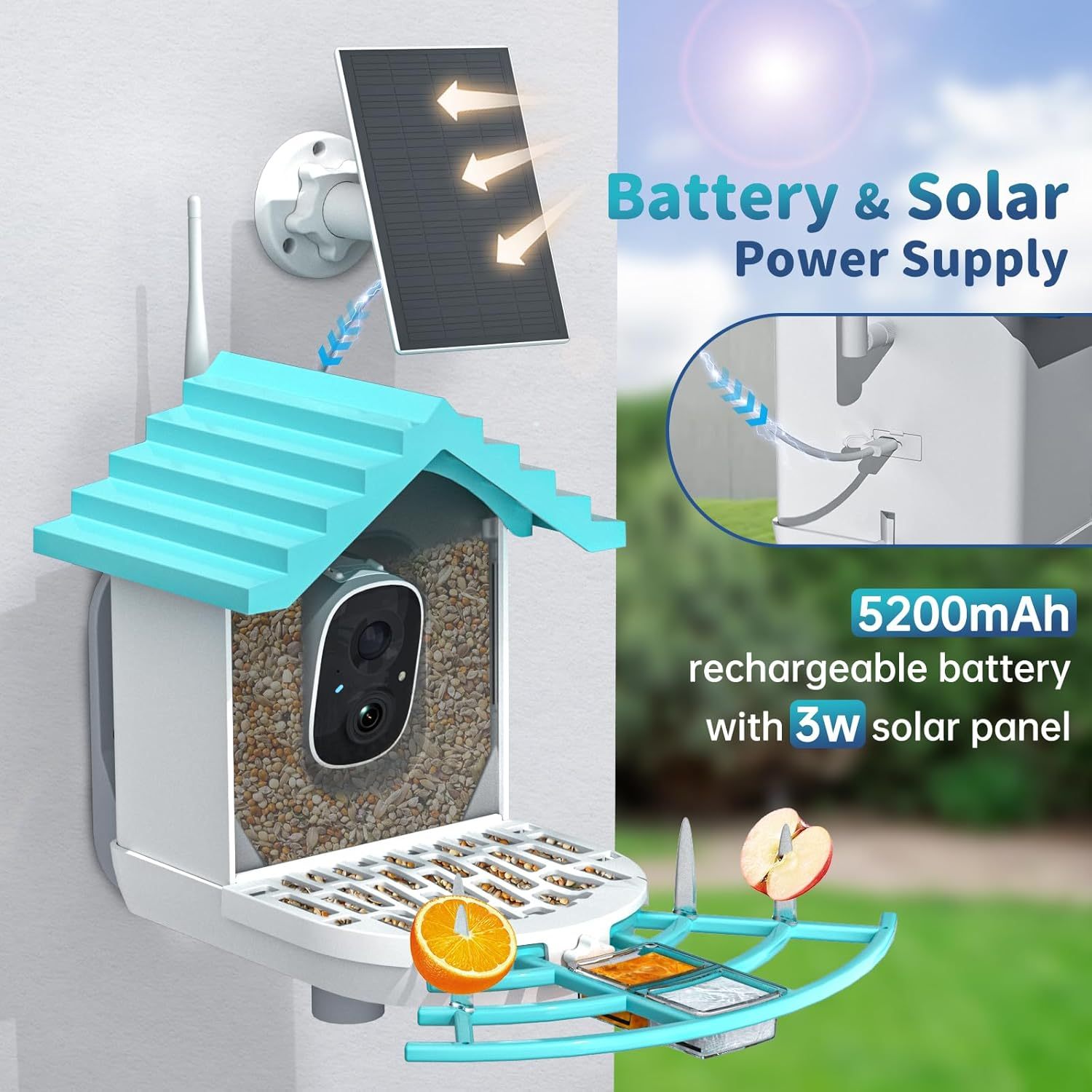 Smart Bird Feeder With Camera,Solar-Powered WiFi 4MP Live Camera - Image 7