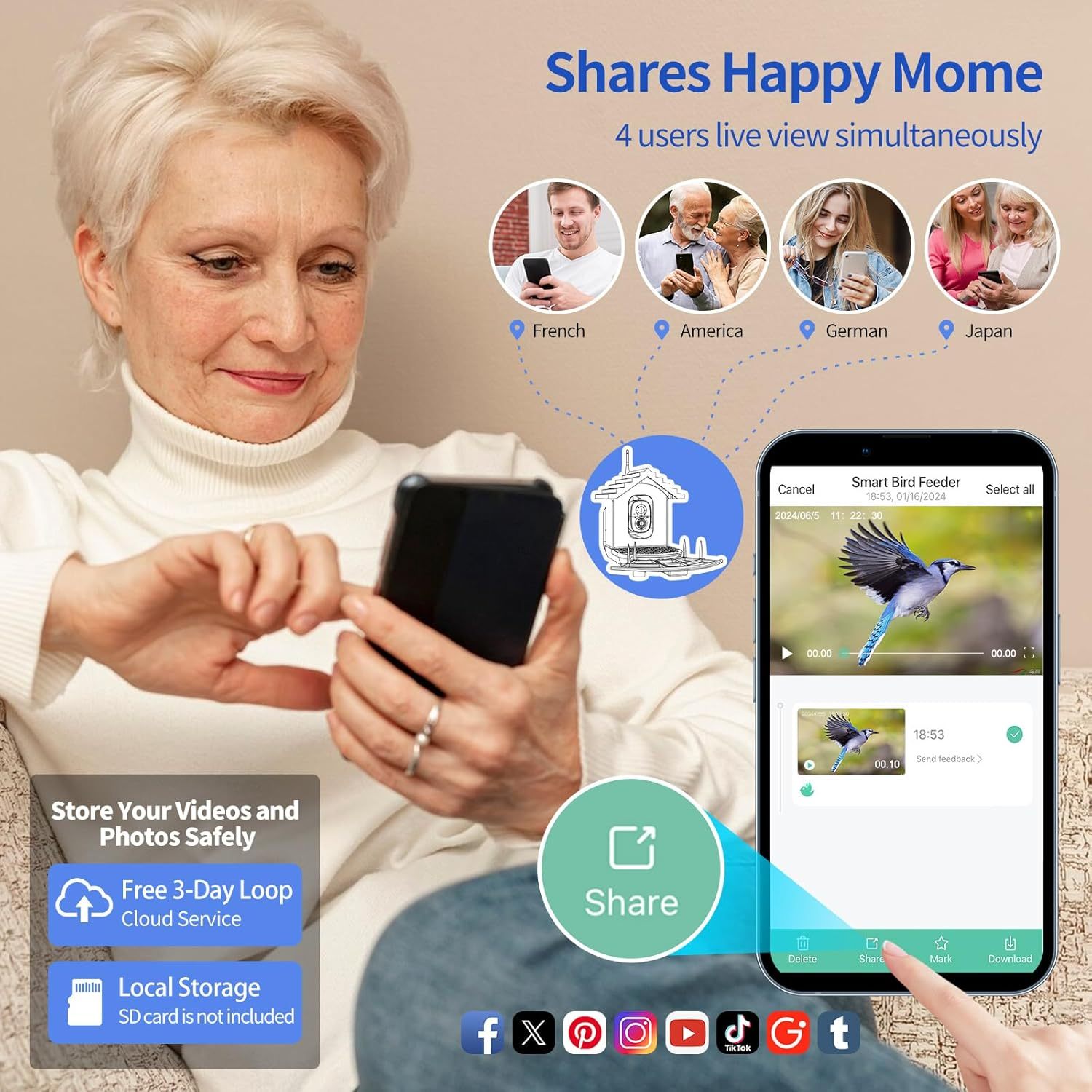 Smart Bird Feeder With Camera,Solar-Powered WiFi 4MP Live Camera - Image 2